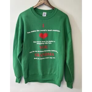 Vintage Jerzees Super Sweats Best Grandma Sweatshirt USA Large Green Granny